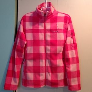 Columbia Pink Checkered Fleece Jacket